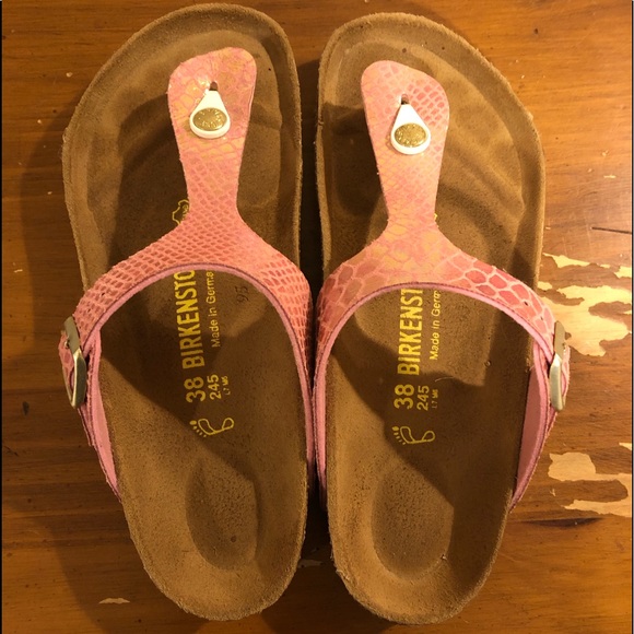 pink snakeskin birkenstocks